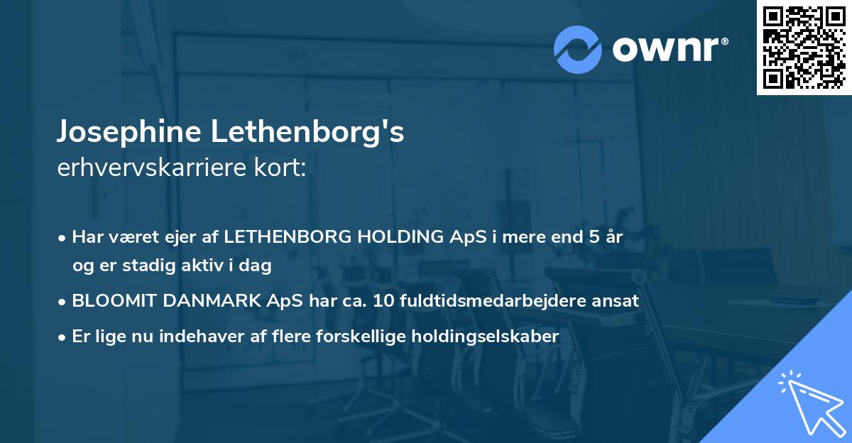 Josephine Lethenborg's erhvervskarriere kort