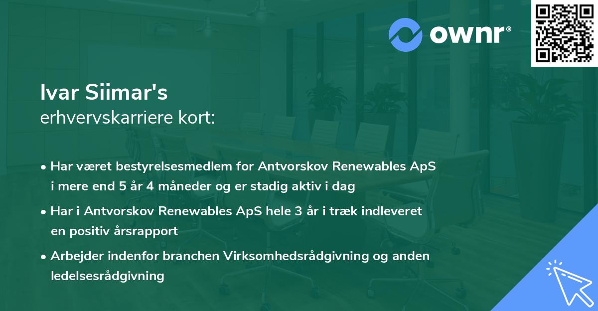 Ivar Siimar's erhvervskarriere kort