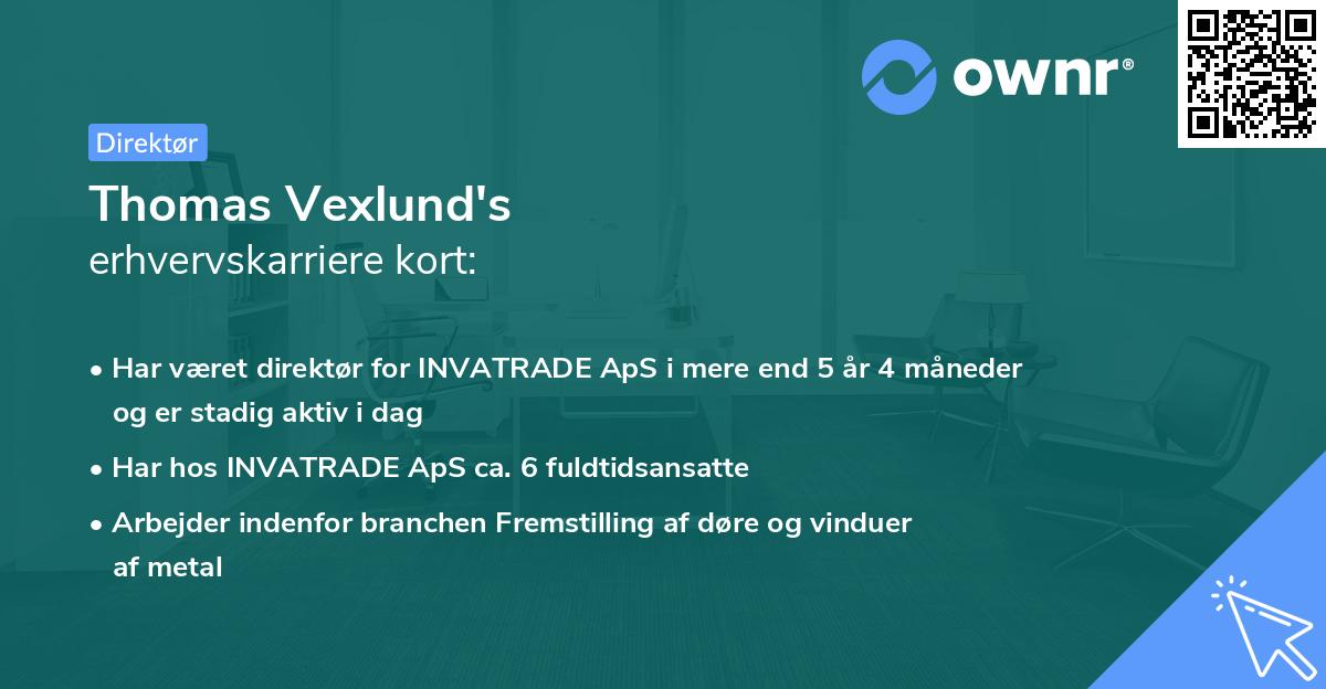 Thomas Vexlund's erhvervskarriere kort