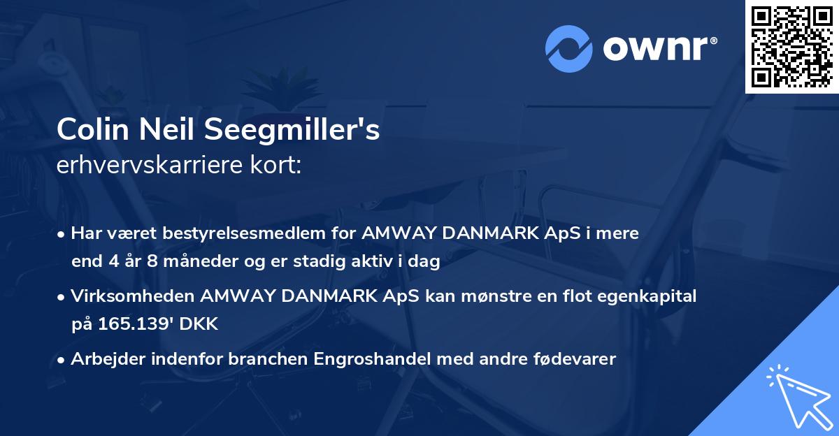 Colin Neil Seegmiller's erhvervskarriere kort