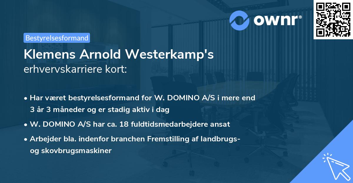 Klemens Arnold Westerkamp's erhvervskarriere kort