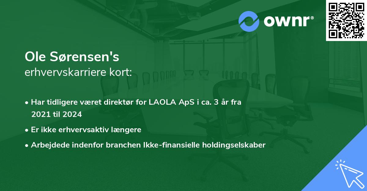 Ole Sørensen's erhvervskarriere kort