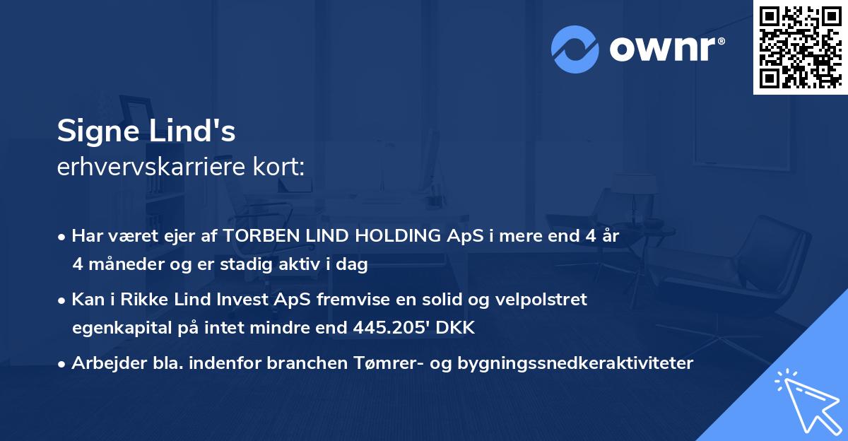 Signe Lind's erhvervskarriere kort