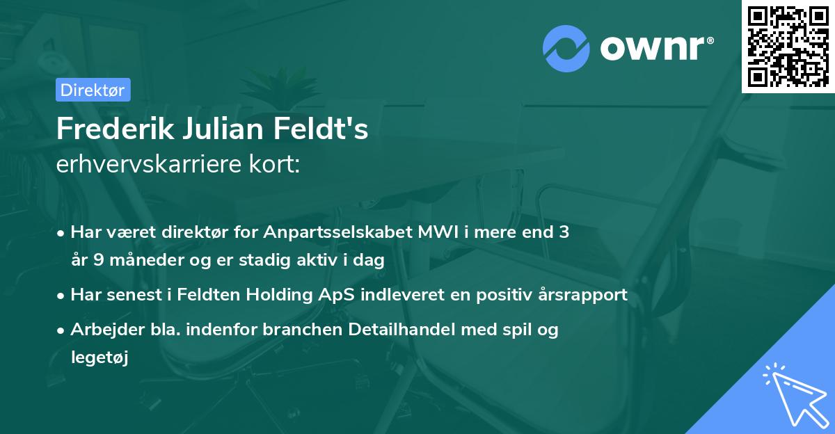 Frederik Julian Feldt's erhvervskarriere kort