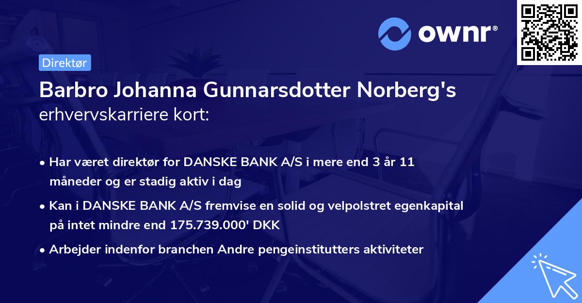 Barbro Johanna Gunnarsdotter Norberg's erhvervskarriere kort