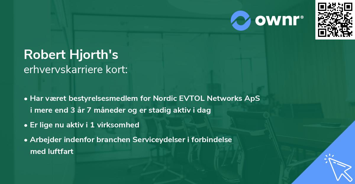 Robert Hjorth's erhvervskarriere kort