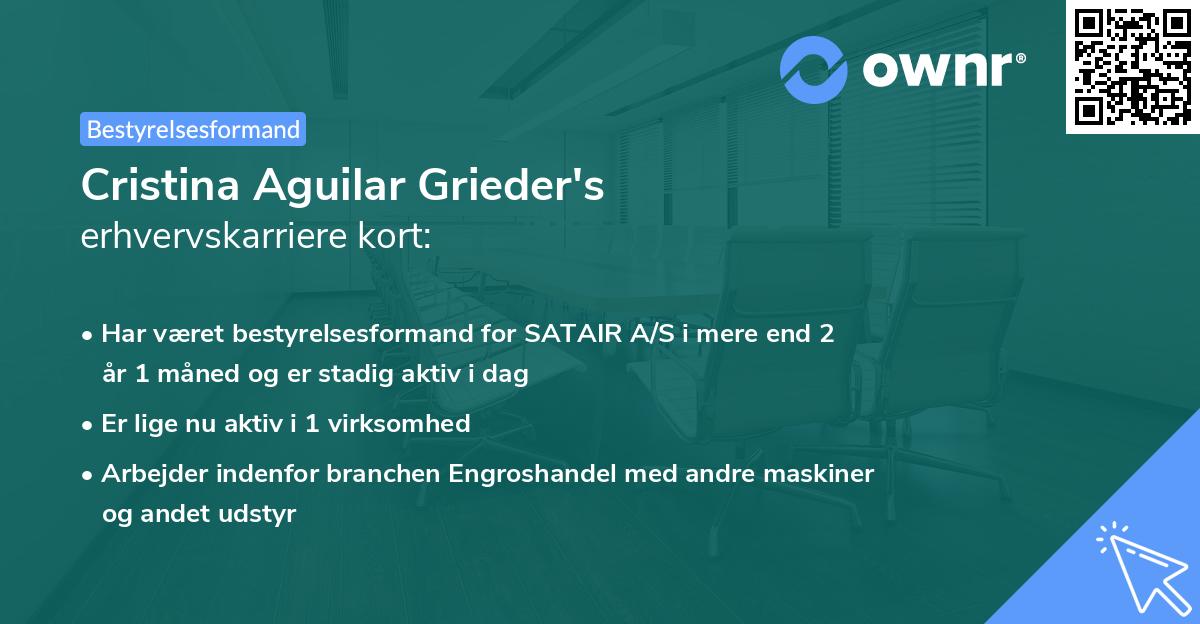 Cristina Aguilar Grieder's erhvervskarriere kort