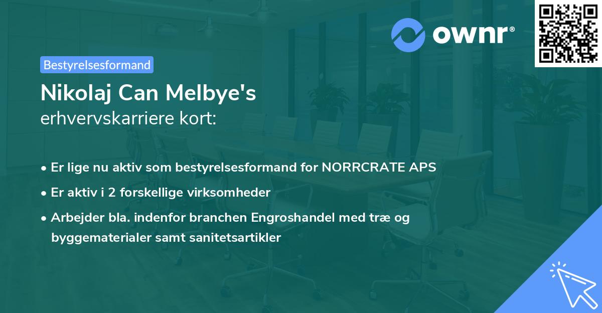 Nikolaj Can Melbye's erhvervskarriere kort