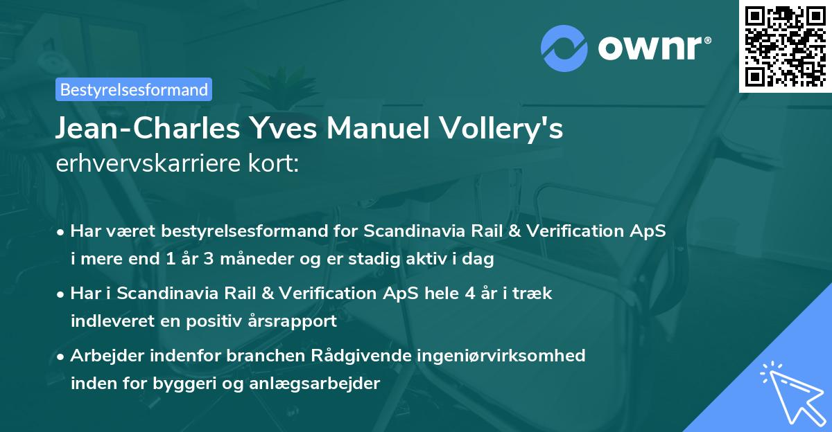 Jean-Charles Yves Manuel Vollery's erhvervskarriere kort