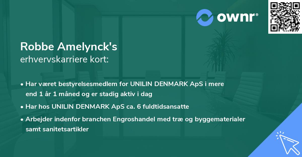 Robbe Amelynck's erhvervskarriere kort