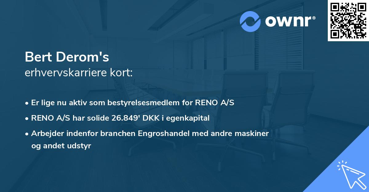 Bert Derom's erhvervskarriere kort