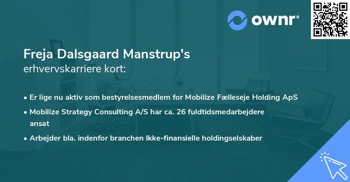 Freja Dalsgaard Manstrup's erhvervskarriere kort