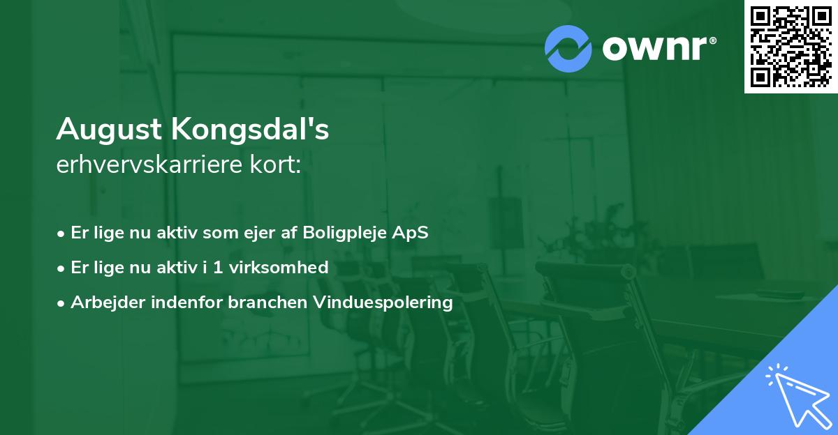 August Kongsdal's erhvervskarriere kort