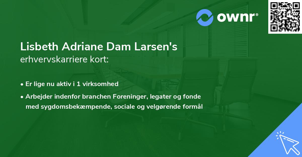 Lisbeth Adriane Dam Larsen's erhvervskarriere kort