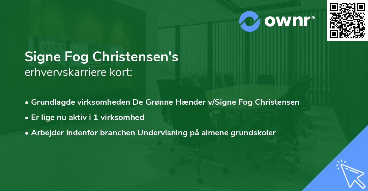 Signe Fog Christensen's erhvervskarriere kort