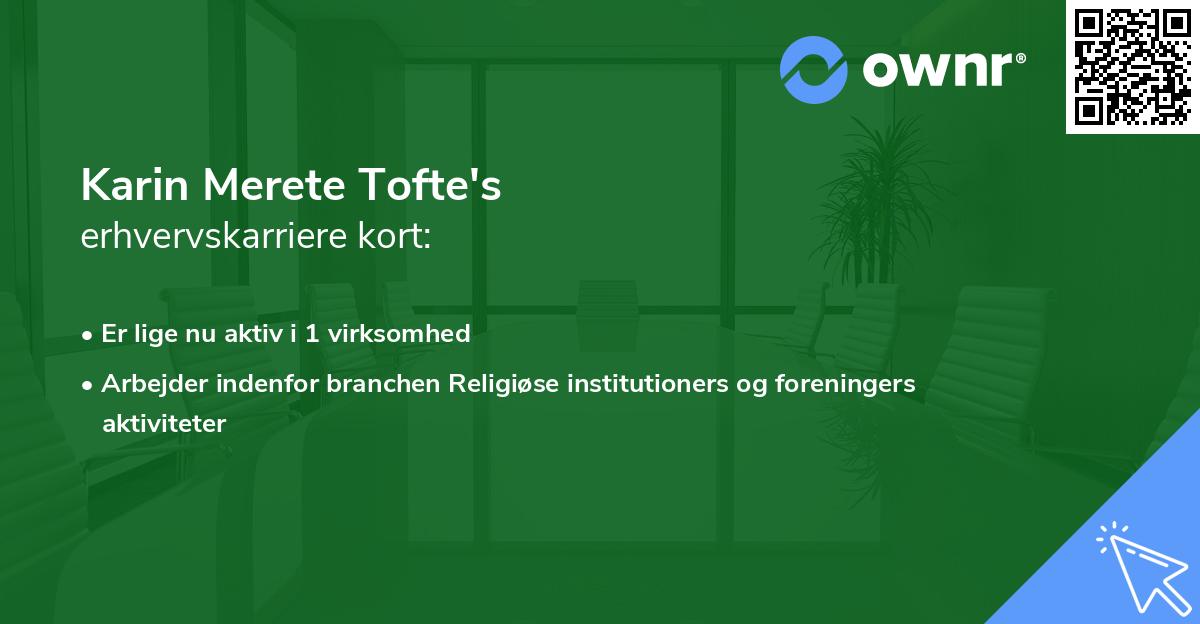 Karin Merete Tofte's erhvervskarriere kort