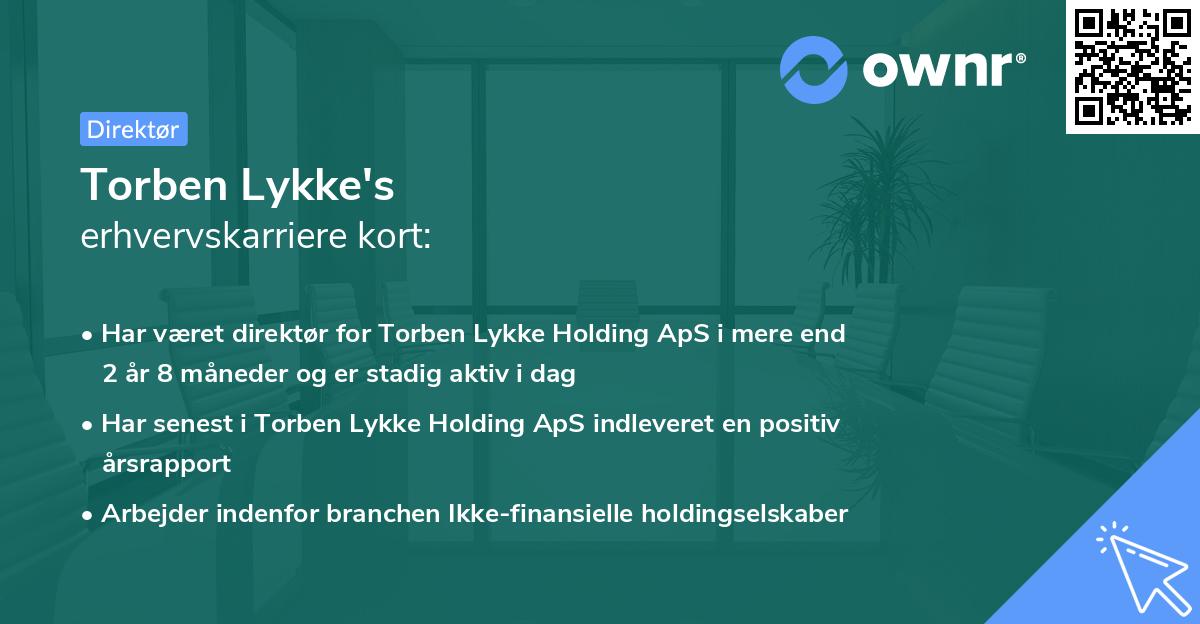 Torben Lykke's erhvervskarriere kort