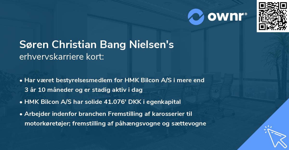Søren Christian Bang Nielsen's erhvervskarriere kort