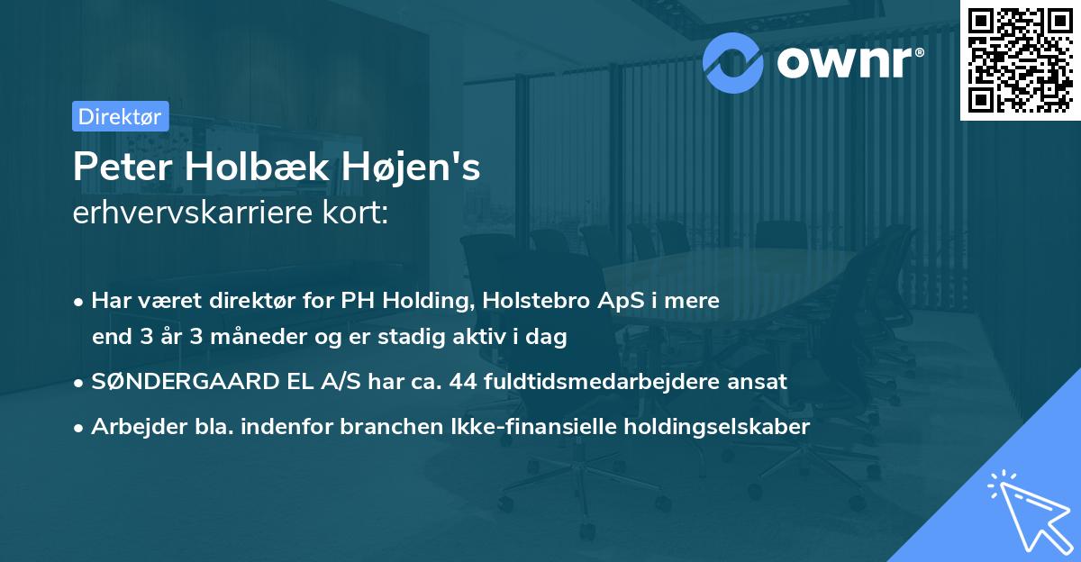 Peter Holbæk Højen's erhvervskarriere kort