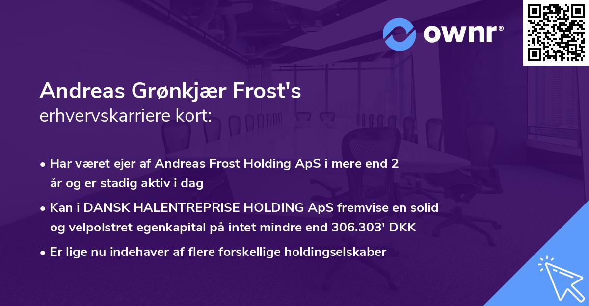 Andreas Grønkjær Frost's erhvervskarriere kort