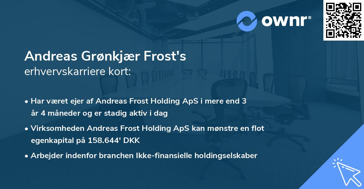 Andreas Grønkjær Frost's erhvervskarriere kort