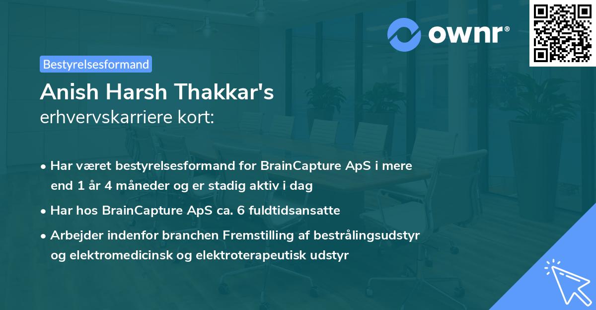 Anish Harsh Thakkar's erhvervskarriere kort