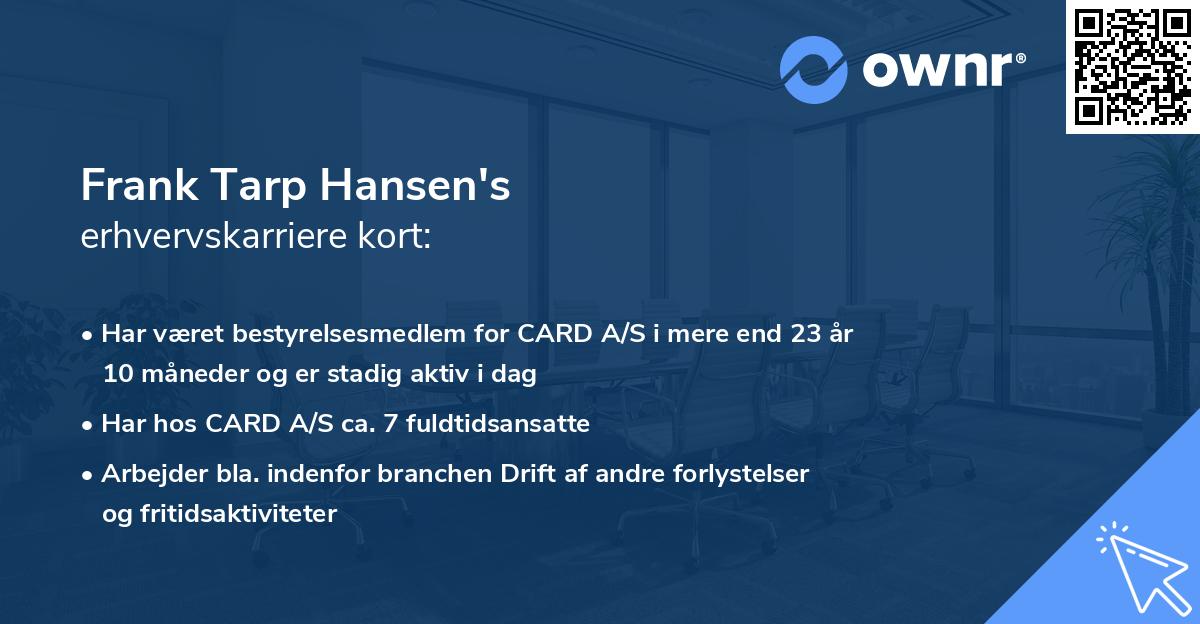 Frank Tarp Hansen's erhvervskarriere kort