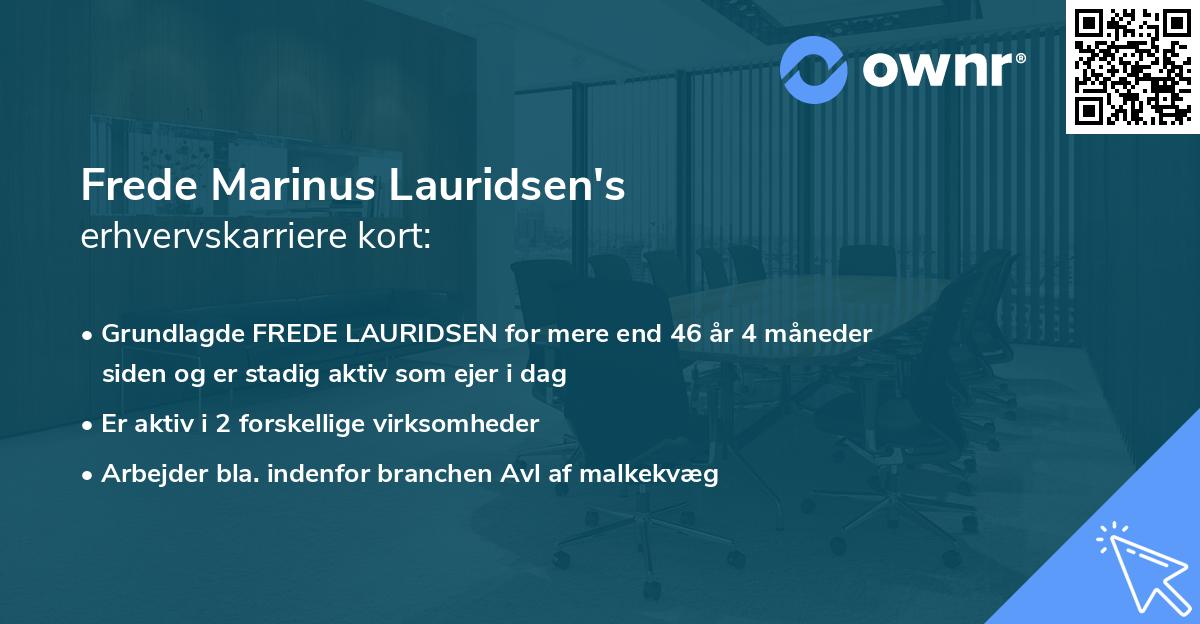 Frede Marinus Lauridsen's erhvervskarriere kort