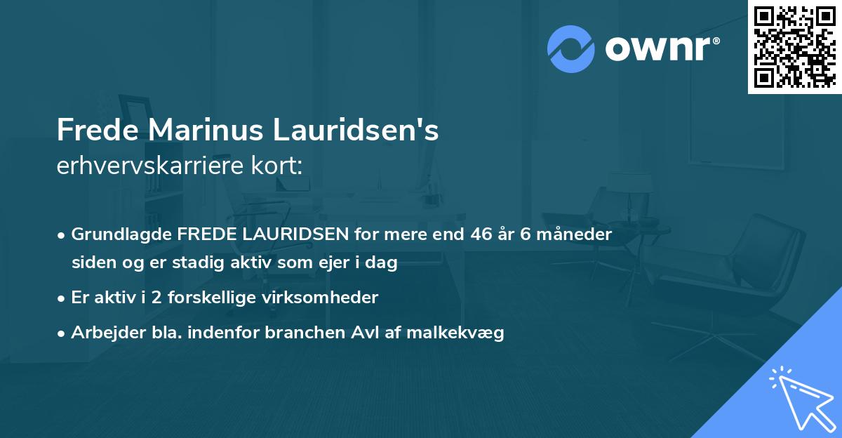 Frede Marinus Lauridsen's erhvervskarriere kort