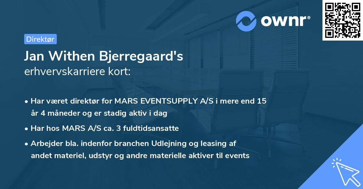 Jan Withen Bjerregaard's erhvervskarriere kort