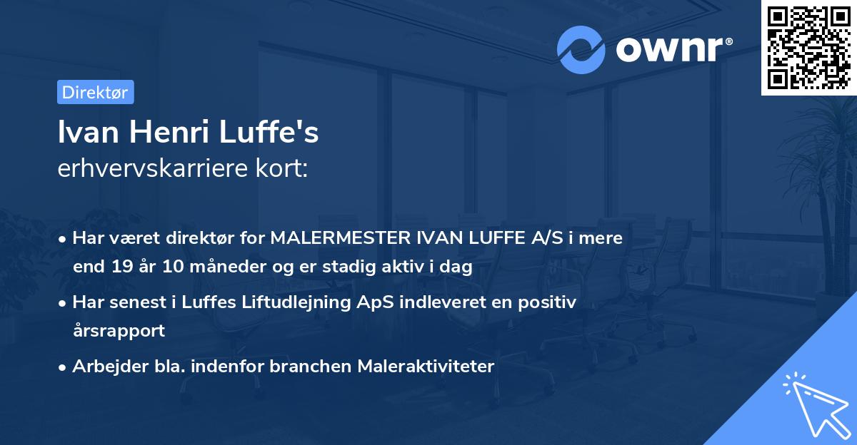 Ivan Henri Luffe's erhvervskarriere kort