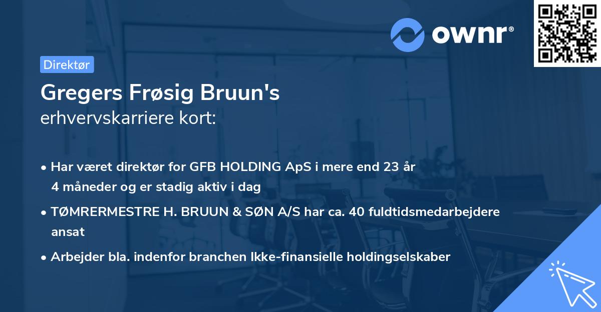 Gregers Frøsig Bruun's erhvervskarriere kort