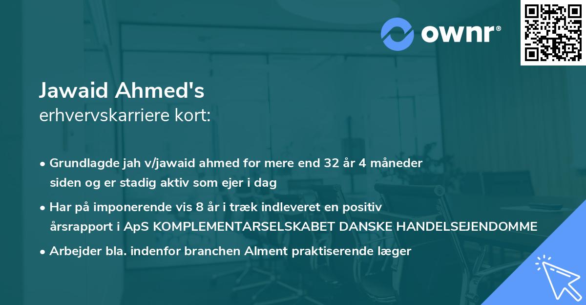 Jawaid Ahmed's erhvervskarriere kort