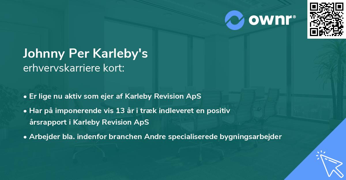 Johnny Per Karleby's erhvervskarriere kort