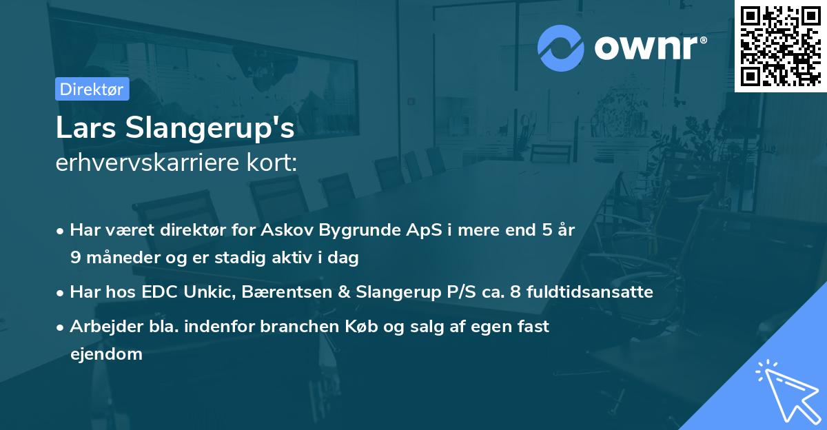 Lars Slangerup's erhvervskarriere kort