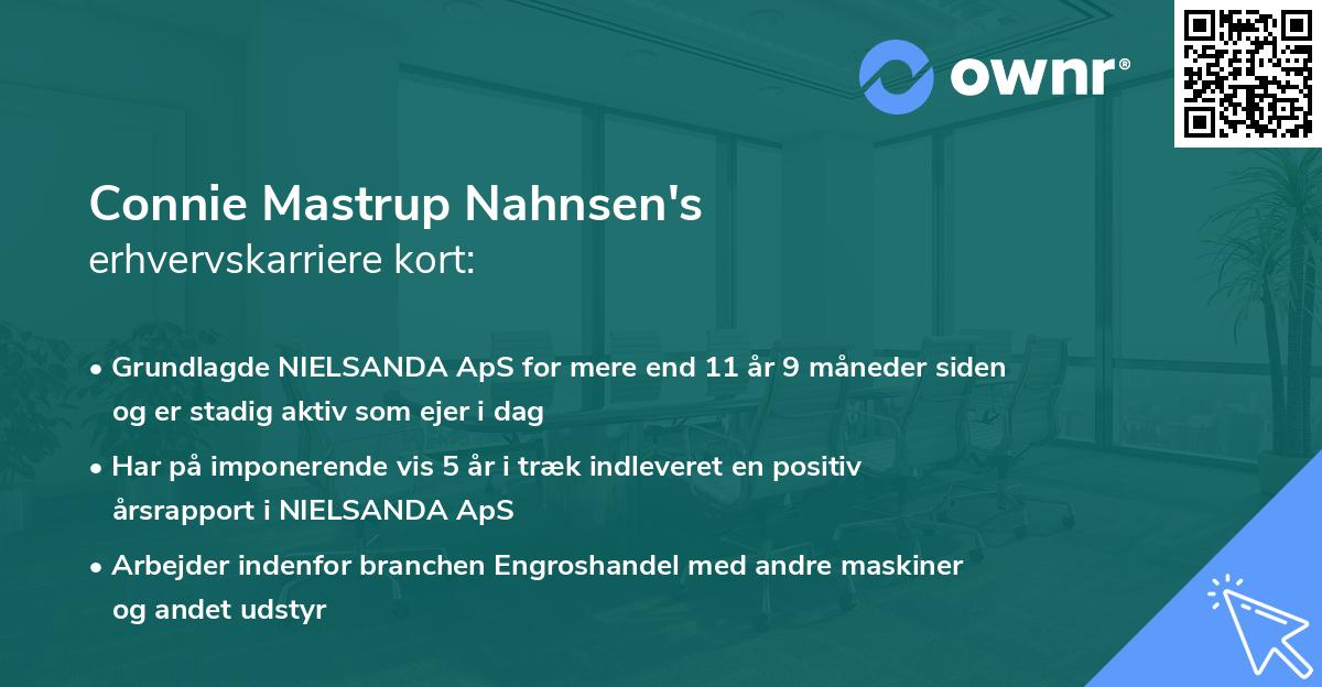 Connie Mastrup Nahnsen's erhvervskarriere kort