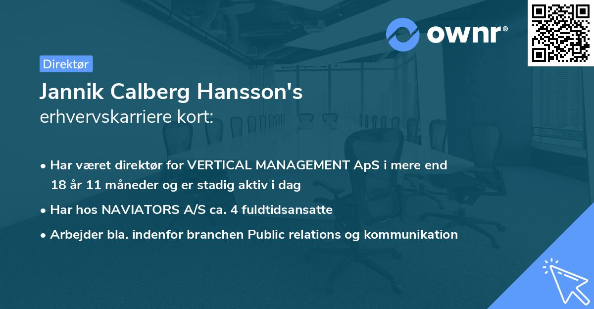 Jannik Calberg Hansson's erhvervskarriere kort