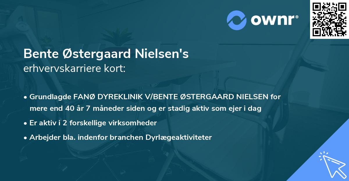 Bente Østergaard Nielsen's erhvervskarriere kort