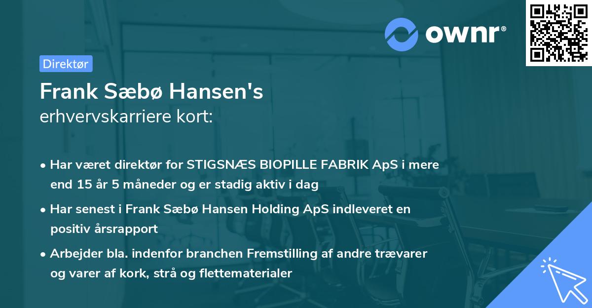 Frank Sæbø Hansen's erhvervskarriere kort