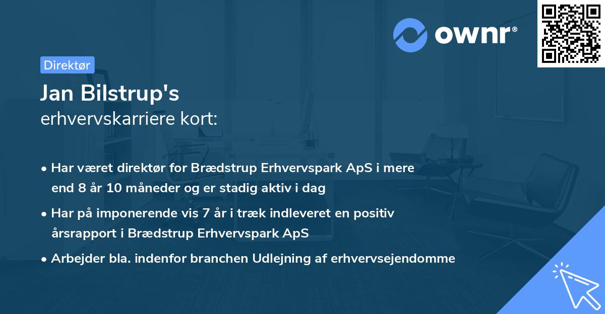 Jan Bilstrup's erhvervskarriere kort