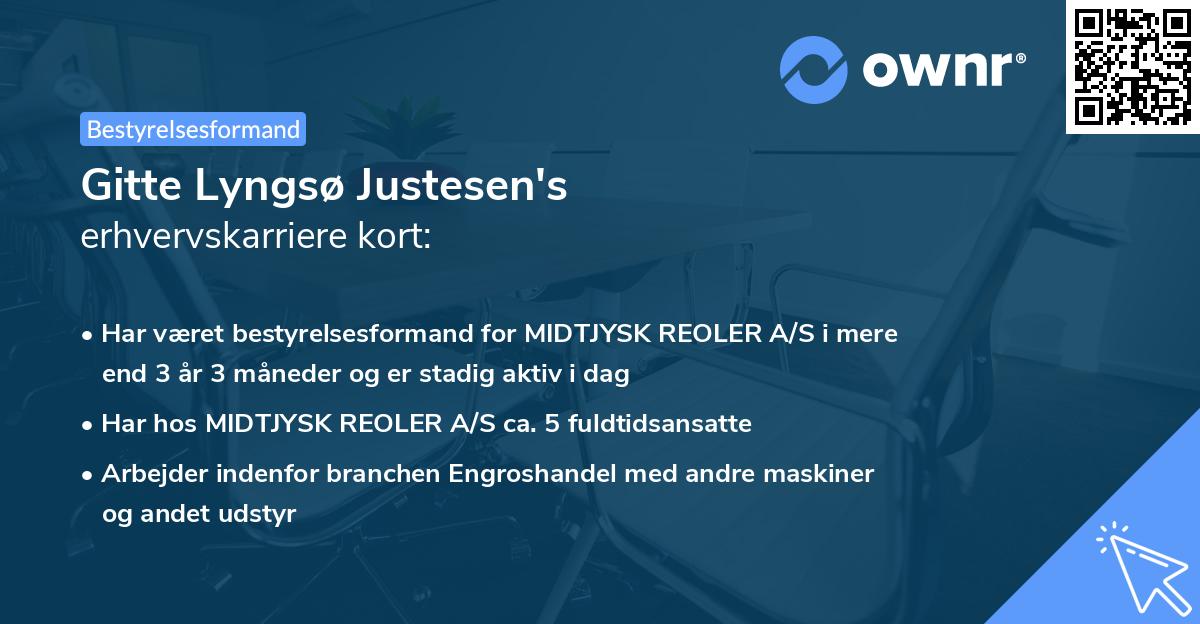 Gitte Lyngsø Justesen's erhvervskarriere kort