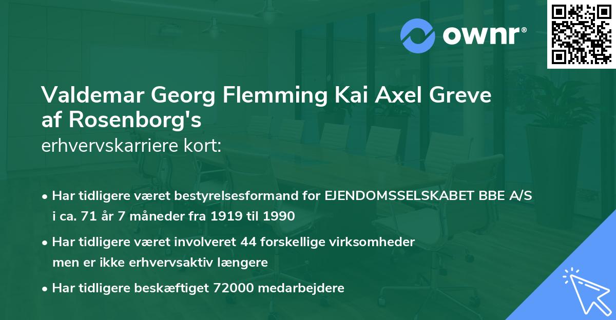 Valdemar Georg Flemming Kai Axel Greve af Rosenborg's erhvervskarriere kort
