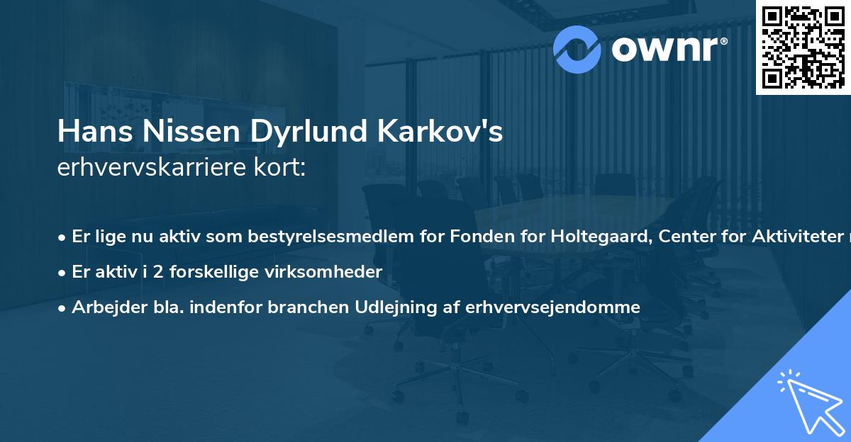 Hans Nissen Dyrlund Karkov's erhvervskarriere kort