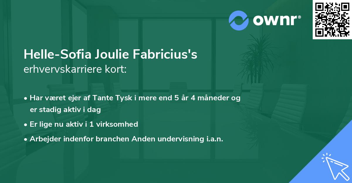 Helle-Sofia Joulie Fabricius's erhvervskarriere kort