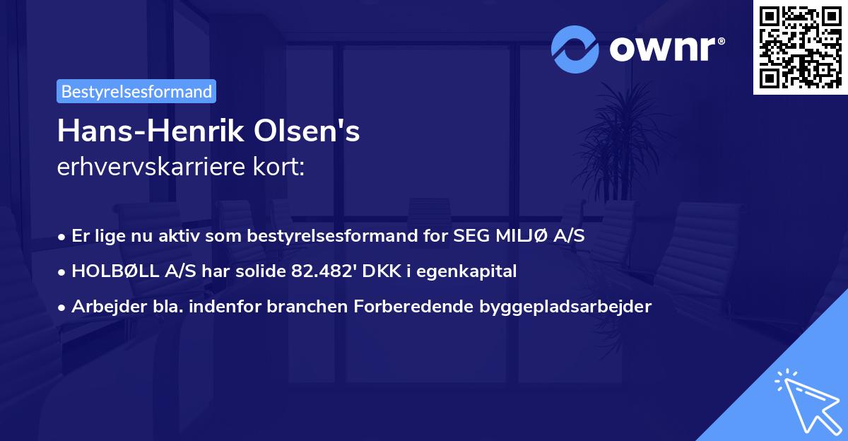 Hans-Henrik Olsen's erhvervskarriere kort