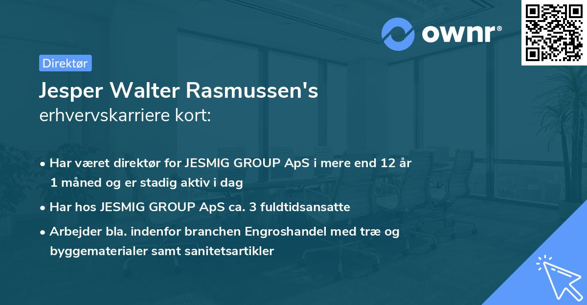 Jesper Walter Rasmussen's erhvervskarriere kort