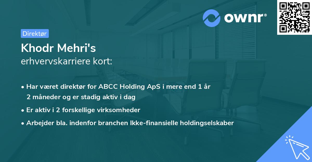 Khodr Mehri's erhvervskarriere kort