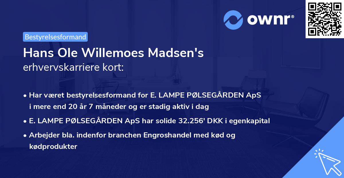 Hans Ole Willemoes Madsen's erhvervskarriere kort