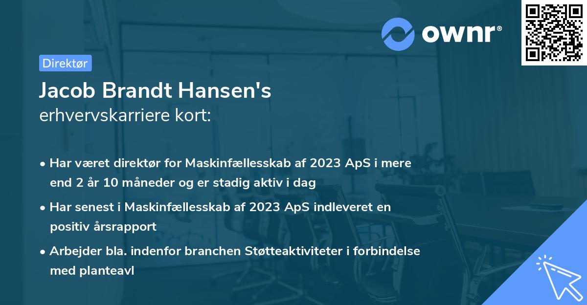 Jacob Brandt Hansen's erhvervskarriere kort