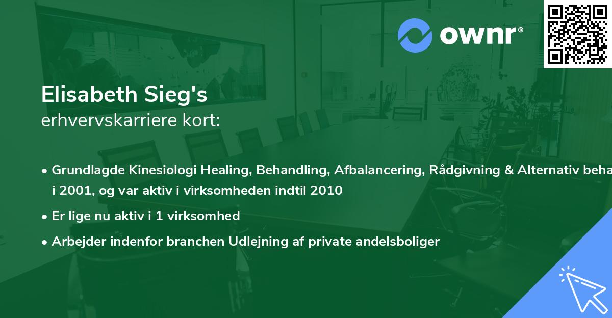 Elisabeth Sieg's erhvervskarriere kort